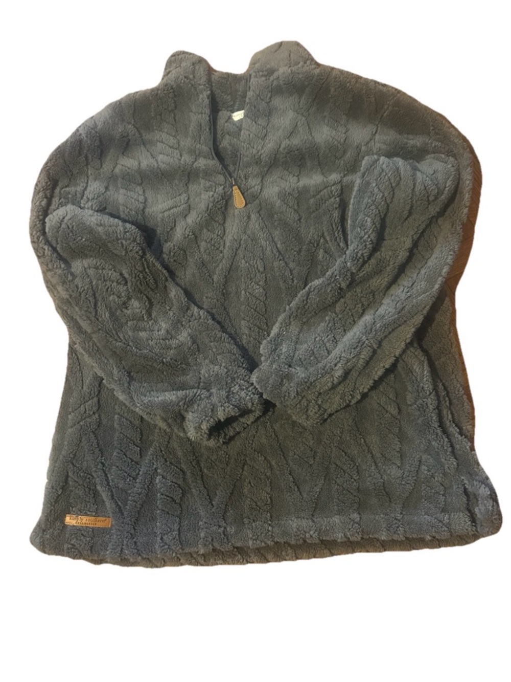 Simply Southern Soft Cozy Plush Fleece Quarter-Zip Pullover - Dark Gray Sz XL